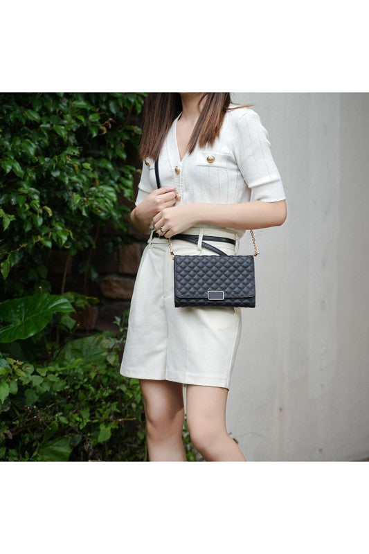 MKF Gretchen Quilted Envelope Clutch Crossbody Mia