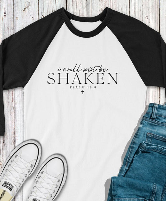 I Will Not Be Shaken Baseball Sleeve Tee