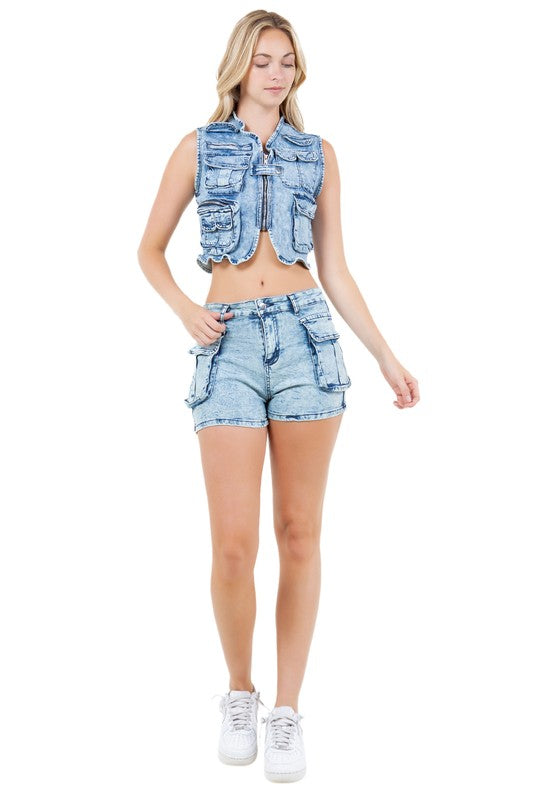 DENIM on DENIM TWO PIECE SHORT SET