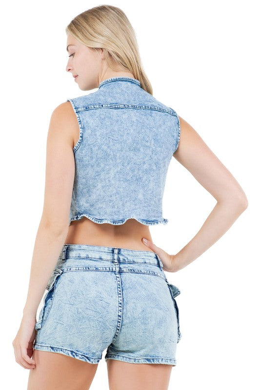 DENIM on DENIM TWO PIECE SHORT SET