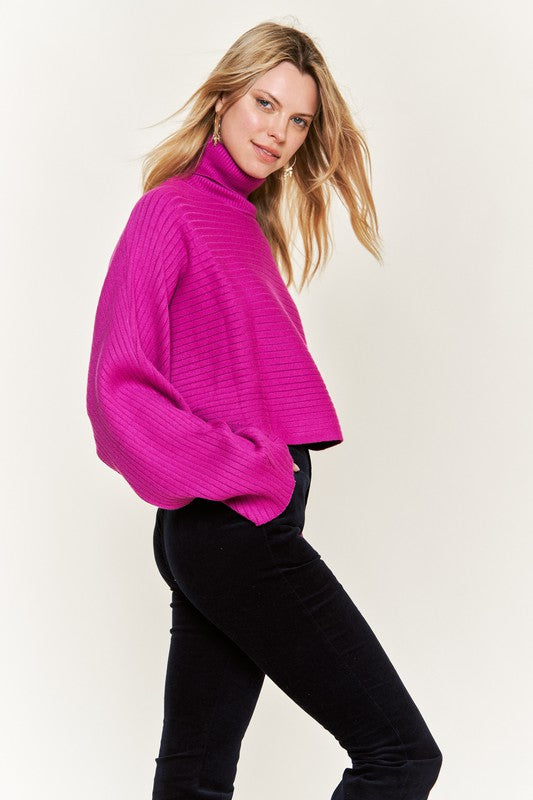 Mock neck wide sleeves top PLUS