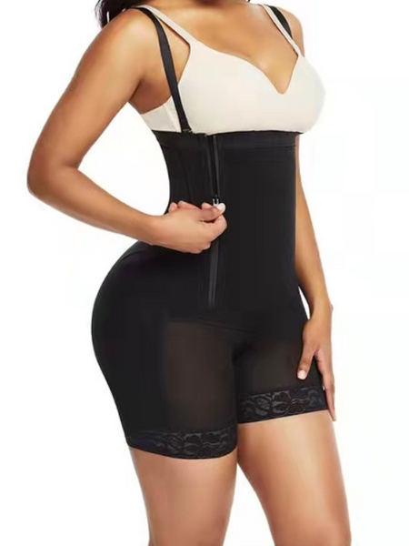 Mid-thigh Bodysuit Shapewear with Zipper  HWFD97HPNL