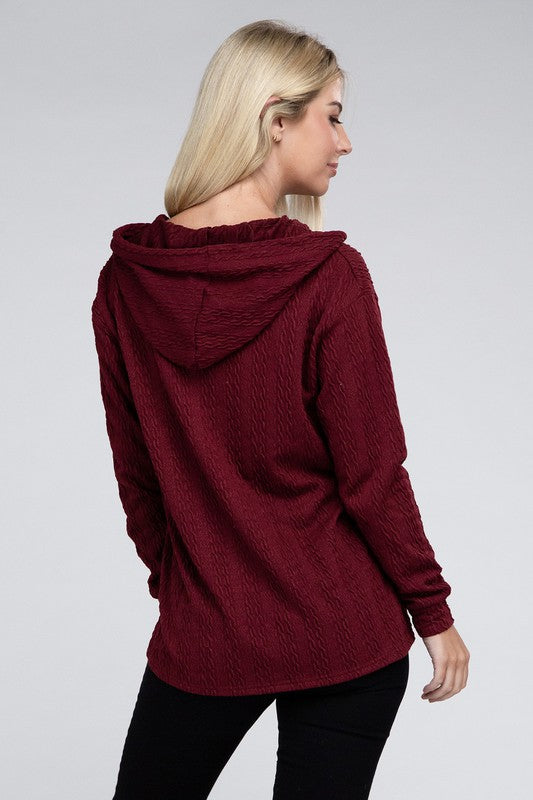 Textured Fabric Pullover Hoodie