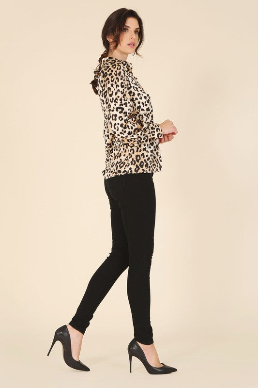 Satin leopard blouse