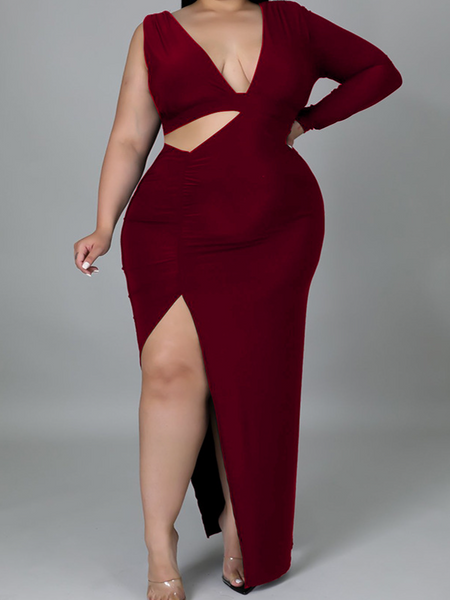 Single-sleeved Sexy Hollow Out Long Dress HW5Z2S42A4