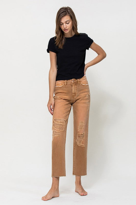 High-RIse Straight Crop Jeans