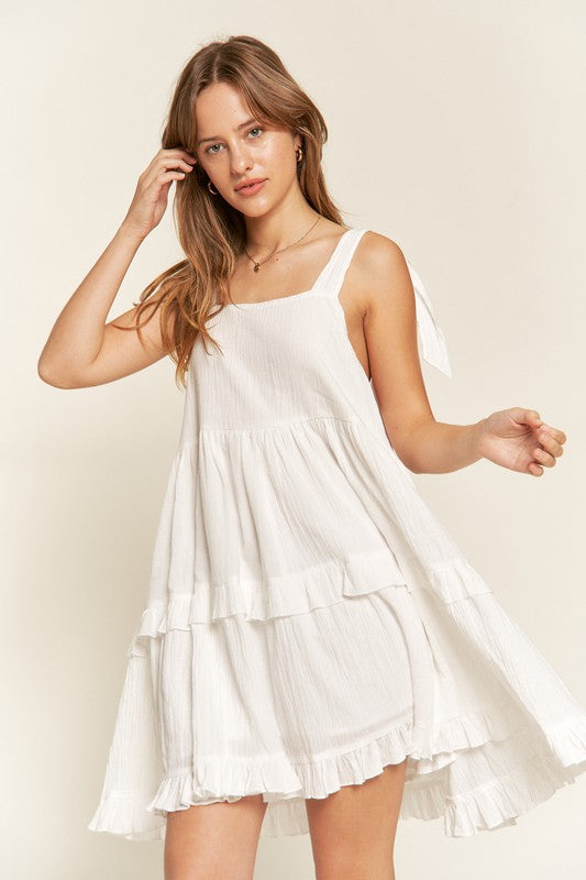 Square neck ruffle dress