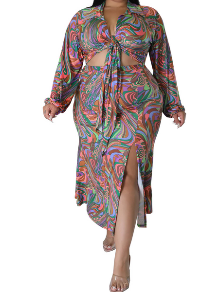 Fashionable Printed Casual Two-piece Dress HWWX6DAKKW