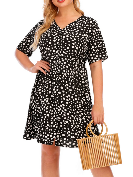 Women'S Short-Sleeved Print Dress HFQ3CWNSME