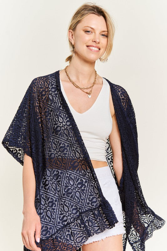 LACE OVER SIZE RUFFLE KIMONO