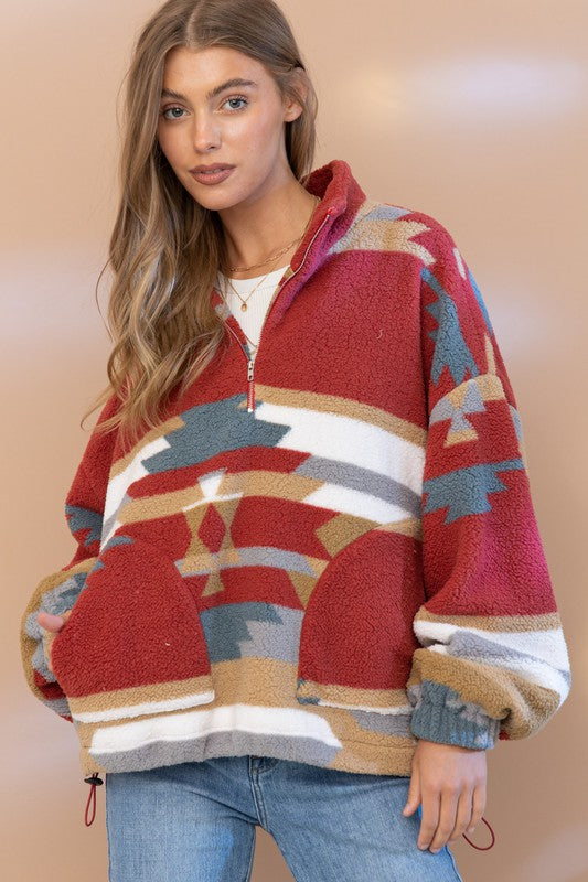 Aztec Soft Brushed Pullover Fleece