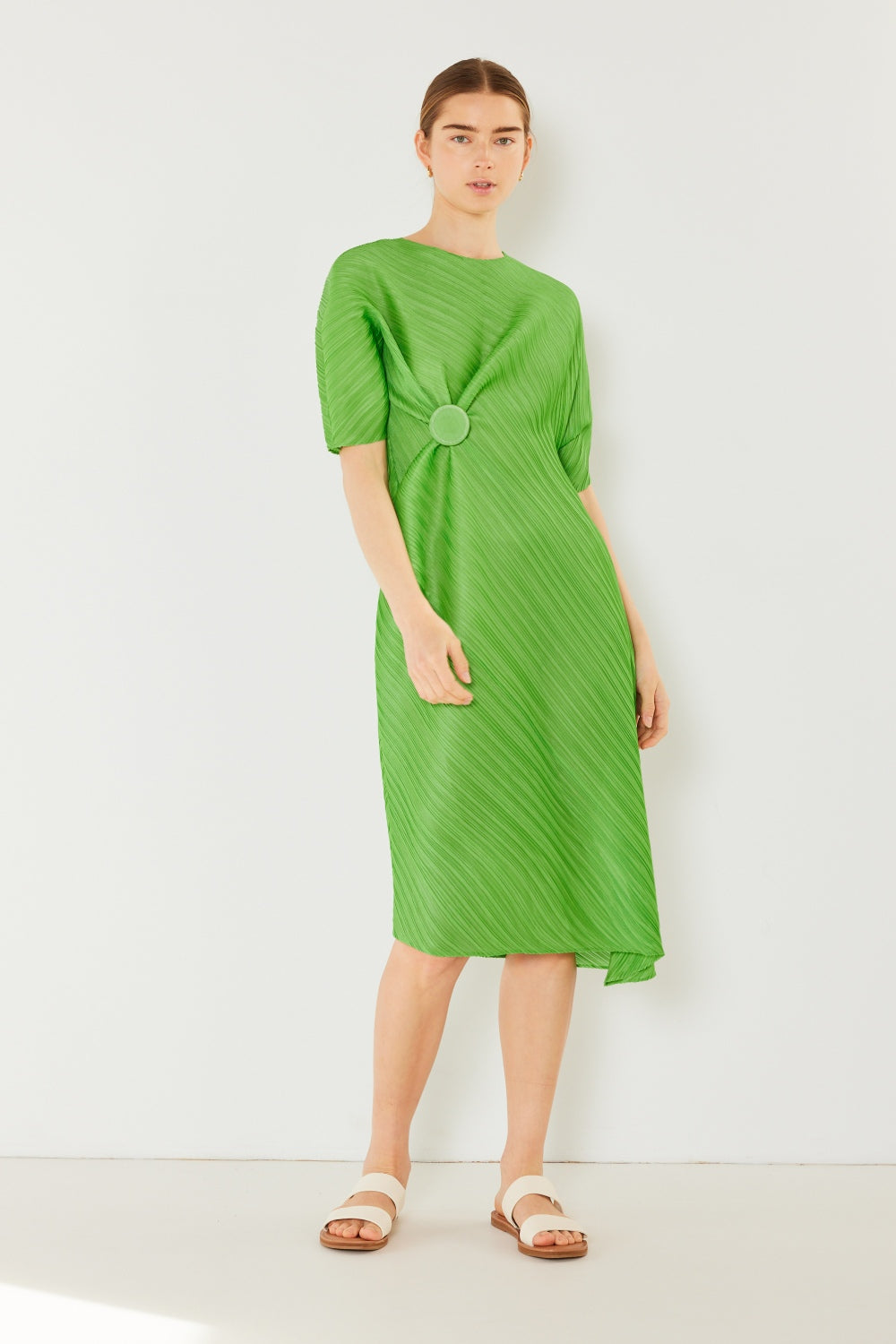 Marina West Swim Pleated Dolman Sleeve Dress